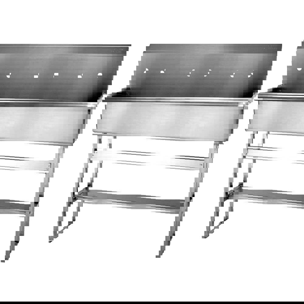 3 Person Wash-Station: Floor Mount, 304 Stainless Steel